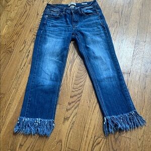 Judy Blue Stretch Cropped Fit w/Fringe Whisker Washed Women's Size 5/27